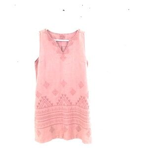 Artisan NY linen summer dress women M pink aztec south western mini sleeveless